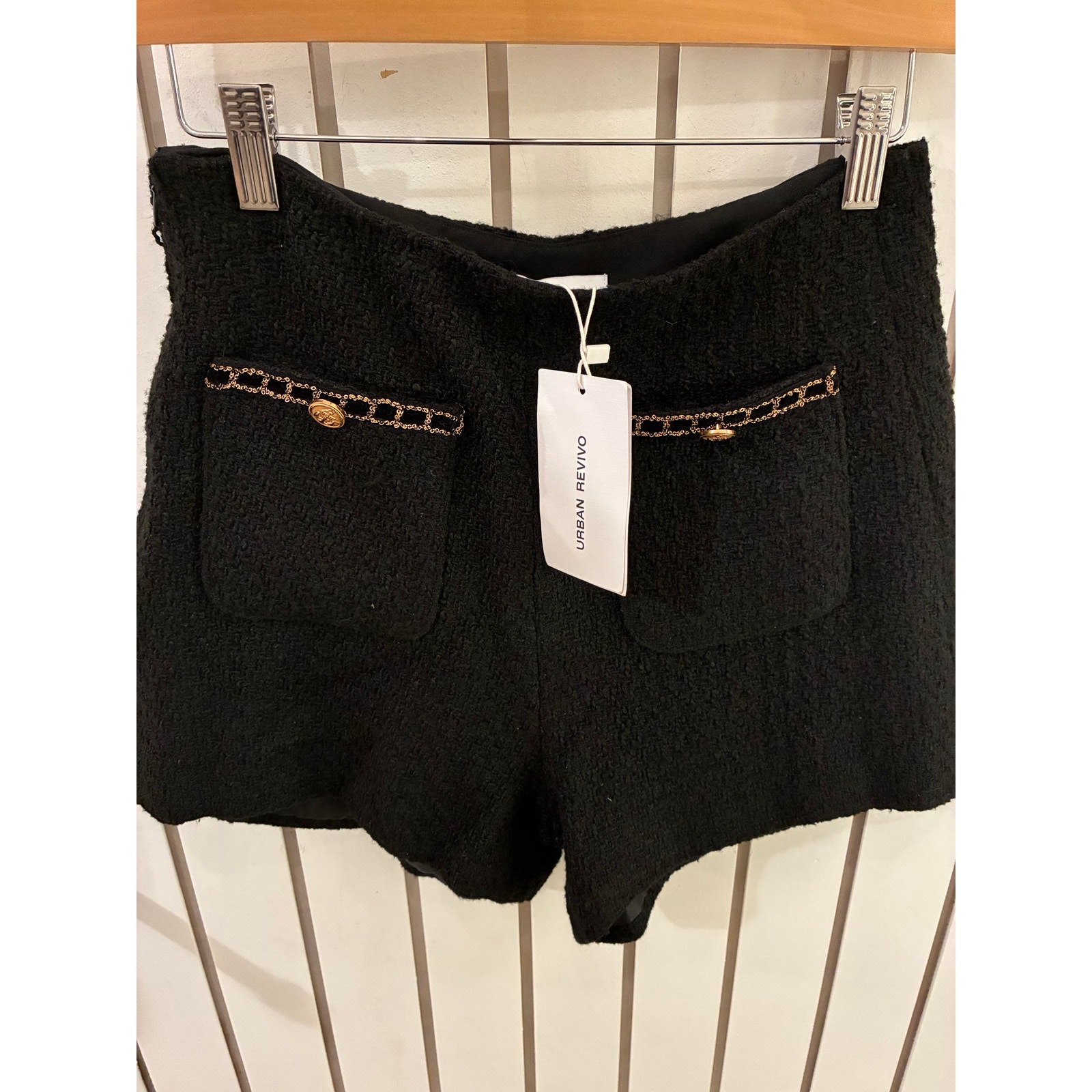 Urban Revivo Black Tweed Shorts With Bronze Buttons Size 4 — image 4 of 5